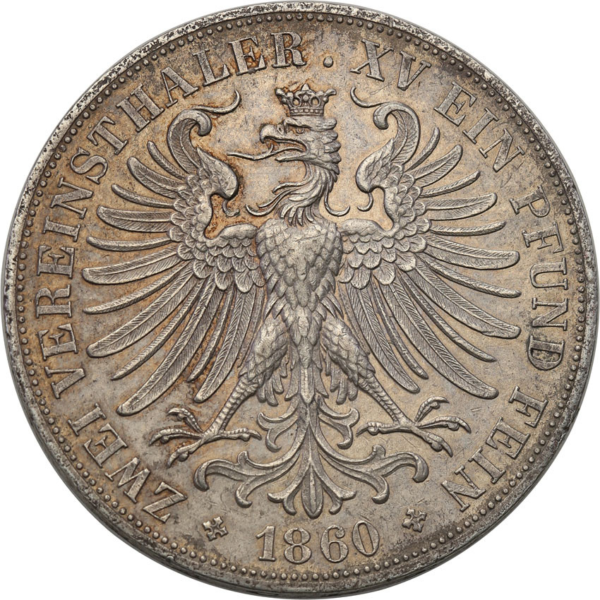 Niemcy, Frankfurt. Dwutalar (2 talary) 1860, Frankfurt